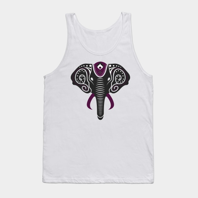 Geometric Mandala Elephant Purple Henna Design Tank Top by Always Growing Boutique